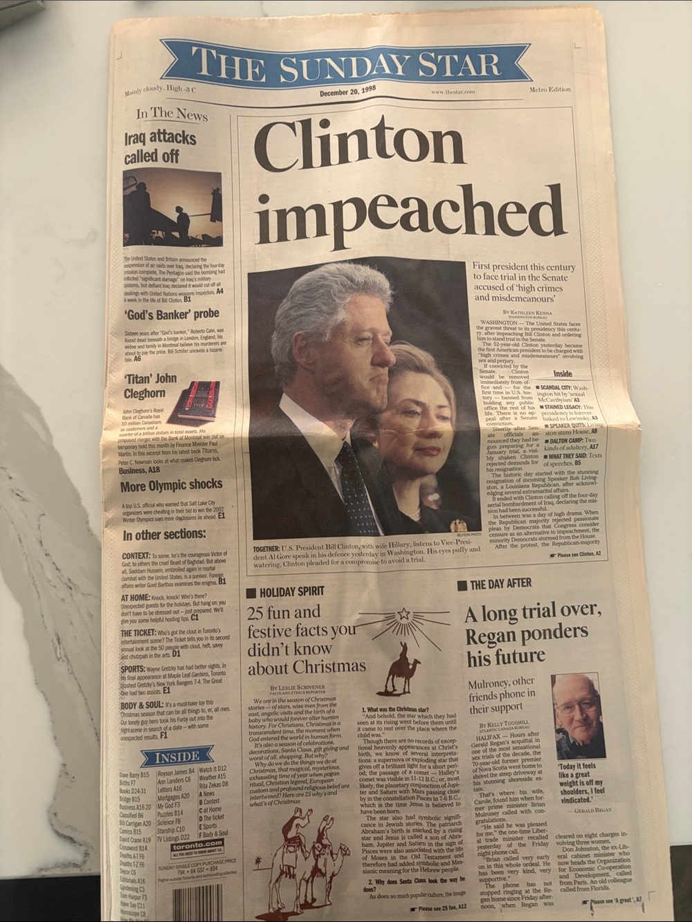 Clinton Impreached - Toronto Sunday Star